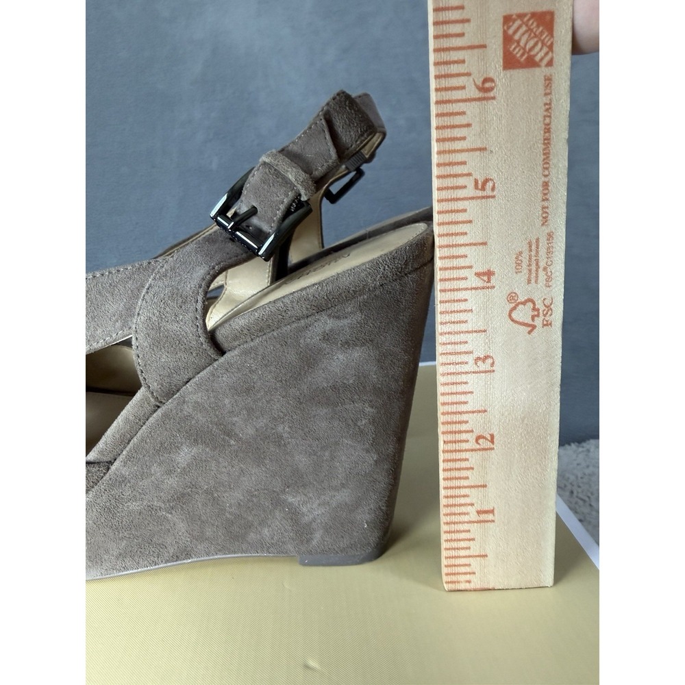 Michael Kors Becky Wedge Suede Size 7M Open Toe Sandal Taupe - Picture 2 of 5